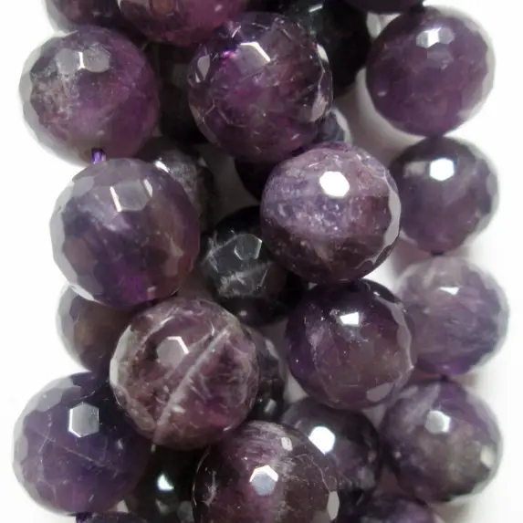 Faceted Genuine Amethyst Beads - Round 10 Mm Beads, Semi Precious Gemstone Beads - Full Strand 15", 39 Beads, Ab+ - Quality