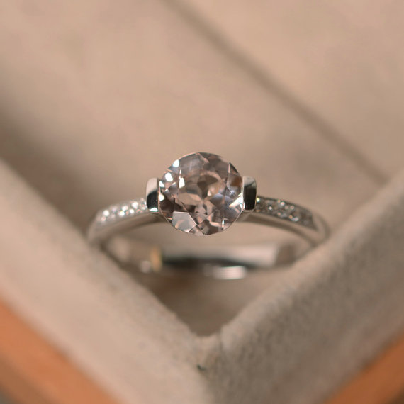 Natural Morganite  Ring, Engagement Ring, Sterling Silver, Pink Morganite, Promise Ring