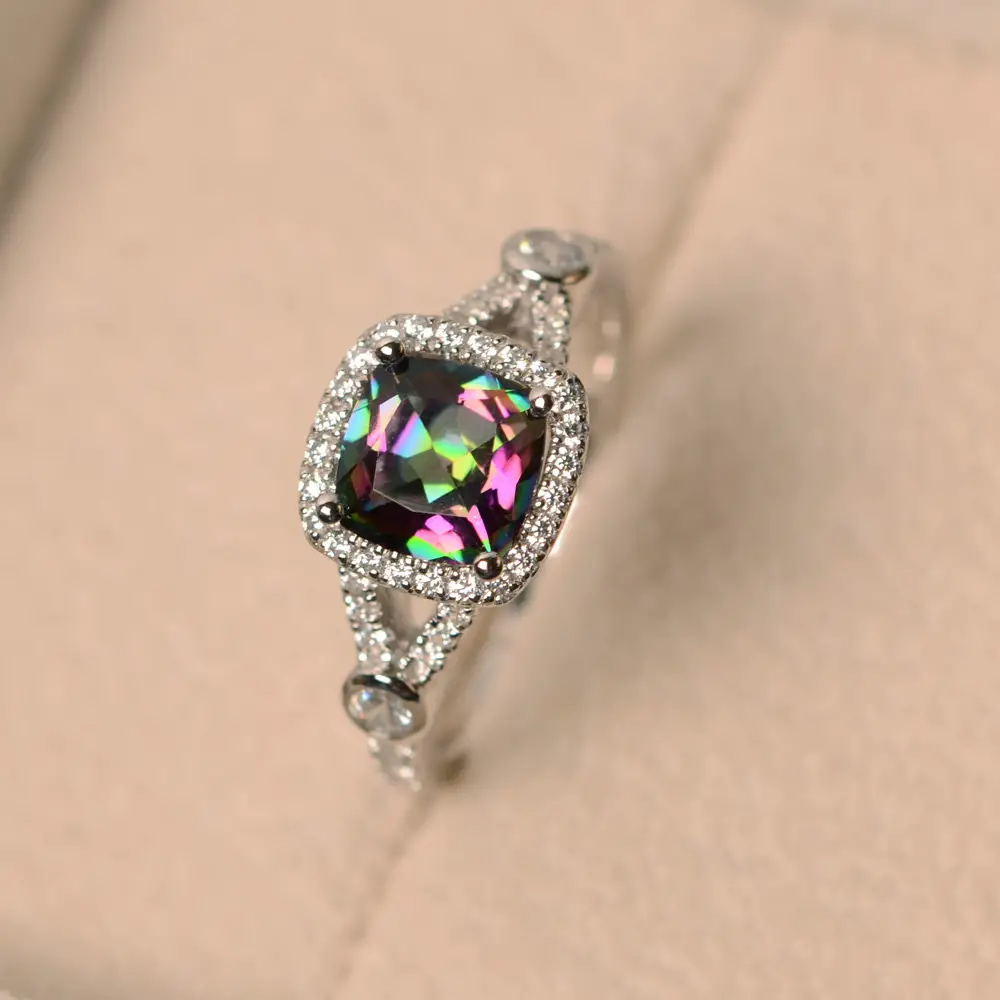 Mystic Topaz Ring, Rainbow Topaz Ring, Engagement Ring, Wedding Ring