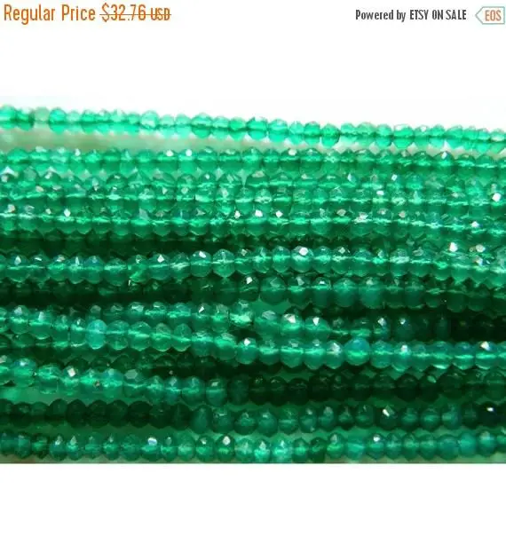 4mm Green Onyx Faceted Rondelle Beads, Natural Green Onyx Beads, 13 Inch Green Onyx Faceted Bead For Jewelry (1st To 5st Options)