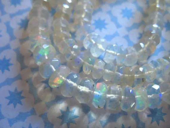 5-50 Pcs / Ethiopian Opal Rondelles, 3-4 Mm, Ethiopian Wello Welo Opal Beads, Luxe Aaa, Faceted White Opal, White, 40 Solo