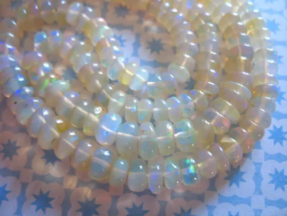 5-100 Pcs / Opal Rondelles Beads, Welo Ethiopian Opal, 3-4 Mm, Aaa, Smooth White Opal Roundels, October Birthstone Bridal Weddings Solo 34