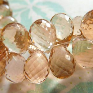 2-10 pc, TearDrop Tear Drop Briolettes Beads, Champagne Peach QUARTZ / 12-13.5 mm, wholesale gemstone brides bridal hydqtz80 giant bsc solo | Natural genuine other-shape Gemstone beads for beading and jewelry making.  #jewelry #beads #beadedjewelry #diyjewelry #jewelrymaking #beadstore #beading #affiliate #ad