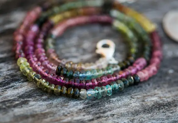 Multicolor Tourmaline Necklace - Pink, Blue, Green, Yellow, Orange Tourmaline - Tourmaline Beads - Tourmaline Necklace - Tourmaline