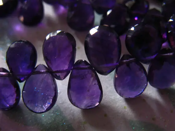 Amethyst Pear Briolettes Beads / Aaa, 9-11 Mm, 2-20 Pcs / Purple Amethyst, Faceted / Brides Bridal Wholesale Gems February Birthstone 911 Tr