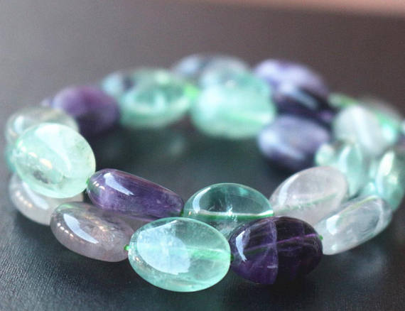 Natural Rainbow Genuine Fluorite Oval Shape Beads,15 Inches One Starand