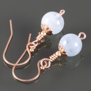 Genuine Aquamarine Earrings. Rose Gold Filled Ear Wires. March Birthstone. Small Drop Earrings. F16e127 Genuine Aquamarine Earrings. Rose Gold Filled Ear Wires. March Birthstone. Small Drop Earrings. F16e127