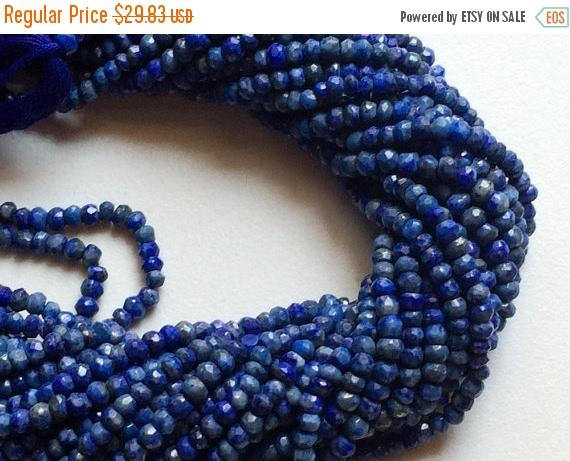 3.5-4mm Lapis Lazuli Faceted Rondelles Beads, Blue Lapis Lazuli Tiny Beads, 13 Inch Lapis Lazuli For Necklace (1strand To 5strands Options)