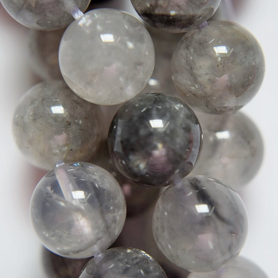 Natural Round Cloudy Cloud Quartz Crystal Loose Beads For Jewelry Making 15" 