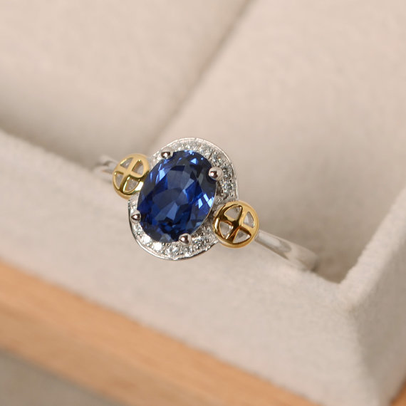 Sapphire Ring, Yellow Gold, Oval Cut Ring, Engagement, Oval Cut Sapphire, Cross Ring