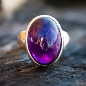 Shop Amethyst Rings! Amethyst Ring 6 thru 8.5 – Amethyst Cabochon Sterling Silver Ring Size 6-8.5 – Amethyst Ring – Purple Amethyst – February Birthstone | Natural genuine Amethyst rings, simple unique handcrafted gemstone rings. #rings #jewelry #shopping #gift #handmade #fashion #style #affiliate #ad