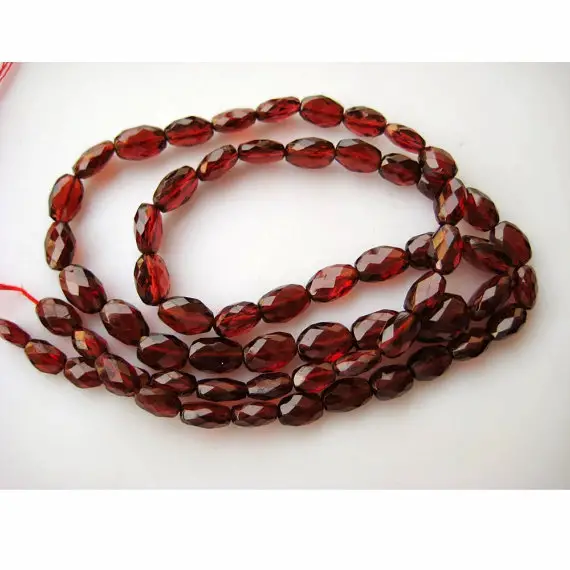 7-8mm Mozambique Garnet Faceted Oval Beads, Mozambique Garnet Oval Faceted Beads For Jewerly, 7 Inch Mozambique Garnet Oval Beads