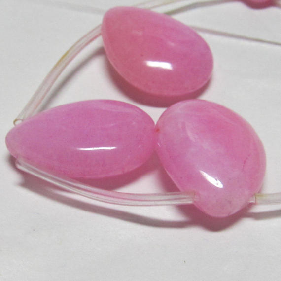 Jade Beads 25 X 18mm Smooth Blush Pink Candy Teardrops - 2 Pieces