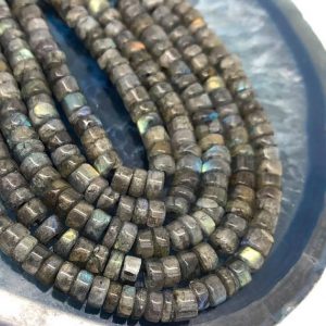 Shop Rondelle Gemstone Beads! Rustic handcut Labradorite Rondelle handmade Heishi Tyre Beads 5mm approx / Flashy Labradorite Beads / uneven rondelles | Natural genuine rondelle Gemstone beads for beading and jewelry making.  #jewelry #beads #beadedjewelry #diyjewelry #jewelrymaking #beadstore #beading #affiliate #ad