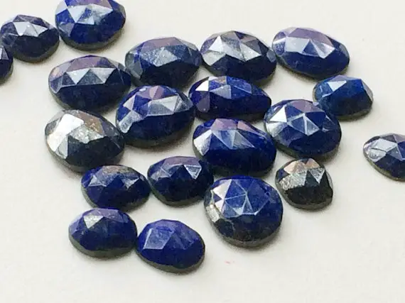 10-17mm Lapis Lazuli Faceted Cabochons, Lapis Lazuli Flat Back Rose Cut Cabochons For Jewelry, Lapis Lazuli Gems (5pcs To 20pcs Options)