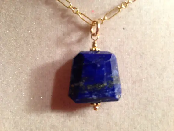 Lapis Necklace - Navy Blue Jewellery - Gold Jewelry - Gemstone - Pendant - Fashion - Chic