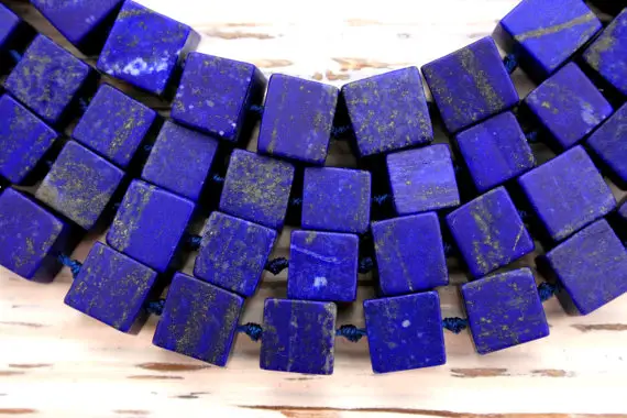 Lapis Lazuli Cubic / Cube Matte Beads 8.5-10mm (etb00034) Unique Jewelry/vintage Jewelry/gemstone Necklace