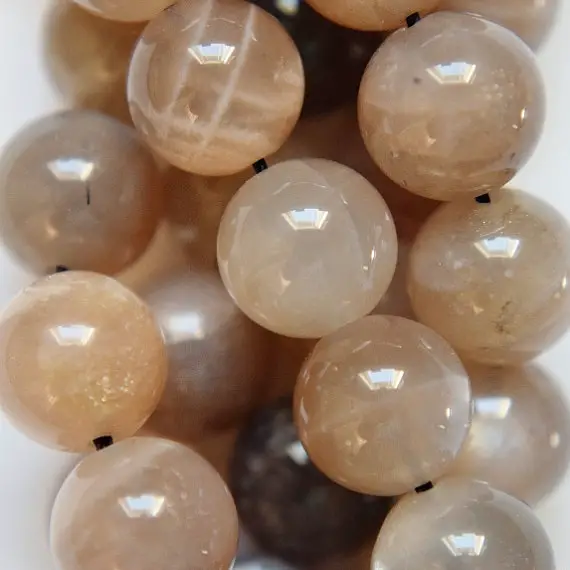 Genuine Multicolor Moonstone  Beads - Round 10 Mm Gemstone Beads - Full Strand 15 1/2", 39 Beads, Aa Quality