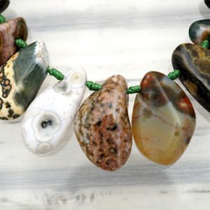 Ocean Jasper freeform large beads (ETB01060)  DIY Jewelry/Healing energy/Unique jewelry/Vintage jewelry/Gemstone necklace | Natural genuine other-shape Ocean Jasper beads for beading and jewelry making.  #jewelry #beads #beadedjewelry #diyjewelry #jewelrymaking #beadstore #beading #affiliate #ad