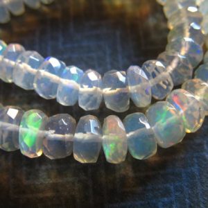 Shop Opal Beads! 5-50 pcs / OPAL Rondelle Beads, Ethiopian Welo Opal Gemstone Rondelles / 4-5 mm, Luxe AAA Faceted Beads October birthstone / brides bridal | Natural genuine beads Opal beads for beading and jewelry making.  #jewelry #beads #beadedjewelry #diyjewelry #jewelrymaking #beadstore #beading #affiliate #ad