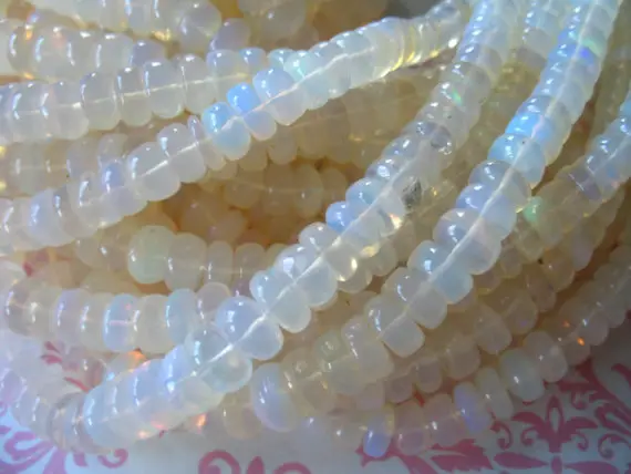 5-50 Pcs / 4-7 Mm, Ethiopian Opal Beads Rondelle Gemstone / Aa, Smooth White Welo Opal Bead Gem Rondelles, October Birthstone Gemstone