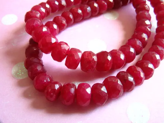 Ruby Rondelle Beads, 1/4 Strand, 3.25" Inch, Luxe Aaa, 3-3.5 Or 5-6 Mm, True Red, Faceted, July Birthstone Brides Bridal Tr R 34 56