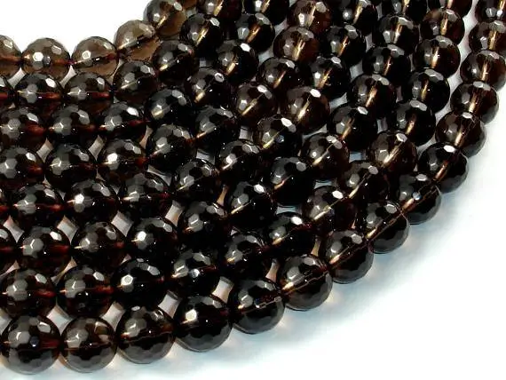 Smoky Quartz Beads, 10mm, Faceted Round Beads, 15.5 Inch, Full Strand, Approx 38 Beads, Hole 1mm, A Quality (408025005)