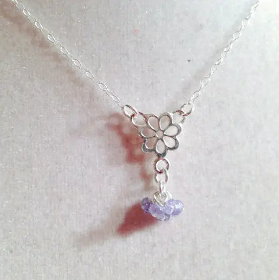 Tanzanite Necklace - Purple Jewelry - Sterling Silver Jewelry - Gemstone Jewellery - Fashion - Chain - Pendant - Cluster - Chic