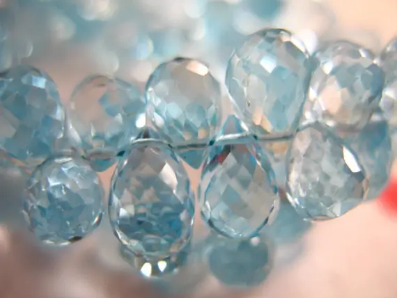 Large Blue Topaz Teardrop Briolettes, 10-11 Mm, Luxe Aaa, December Birthstone Wholesale Beads 1011 Solo T