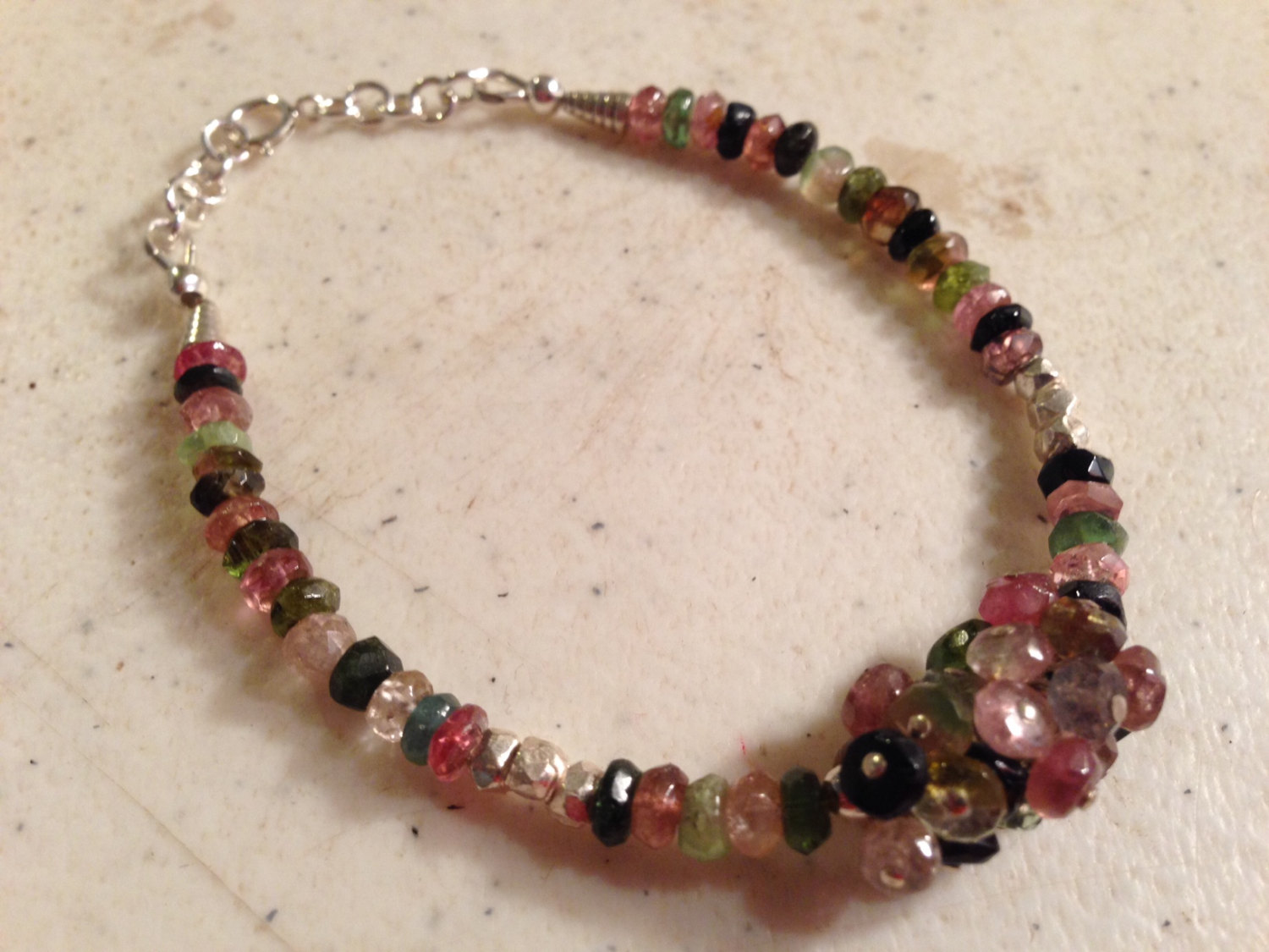 Watermelon Tourmaline Bracelet - Pink Green Sterling Silver Jewelry - Gemstone Jewellery - Beaded - Fashion - Luxe