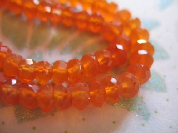 Carnelian  Rondelles Beads, Luxe Aaa, 1/2 Strand, 3.5-4 Mm, Fanta Orange, Faceted.. July Birthstone.fall