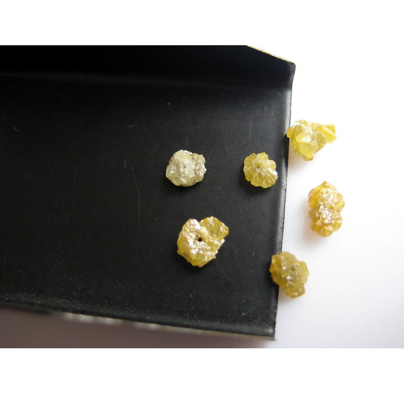5-6mm Each Approx Yellow Drilled Raw Diamonds, Yellow Rough Diamond, Nautral Yellow Raw Uncut Diamond For Jewelry (1pc To 10pc Options)