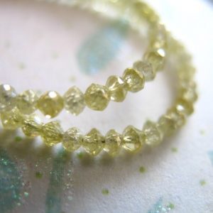 5-25 pcs / 2-2.5 mm DIAMOND Rondelle Beads, Luxe AAA, Faceted Yellow Diamonds, April Birthstone Gems Precious brides bridal dry tr 25 | Natural genuine faceted Diamond beads for beading and jewelry making.  #jewelry #beads #beadedjewelry #diyjewelry #jewelrymaking #beadstore #beading #affiliate #ad
