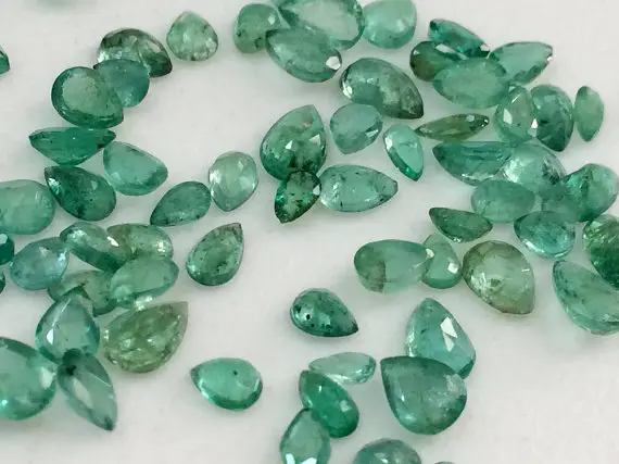 2.5x4mm - 4x6mm Emerald Stones, Natural Loose Emerald Faceted Pear Gemstone Lot, Original Emerald, Emerald For Jewelry (1ct To 5cts Options)