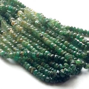 Shop Emerald Beads! 3.5-4mm Green Emerald Shaded Faceted Rondelle Beads, Emerald Faceted Rondelles, Emerald Bead For Necklace (7IN To 14IN Options) – VCA32 | Natural genuine beads Emerald beads for beading and jewelry making.  #jewelry #beads #beadedjewelry #diyjewelry #jewelrymaking #beadstore #beading #affiliate #ad