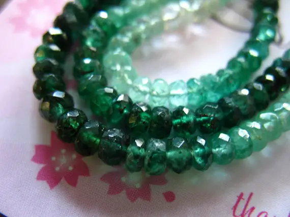 10-50 Pcs, Shaded Emerald Rondelles, Luxe Aaa, Shaded, 3-4 Mm, Faceted Emerald Beads, May Birthstone Brides Bridal..true Nd Tr E