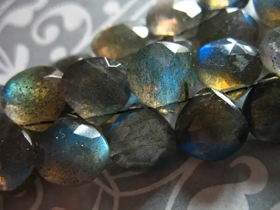 Labradorite Heart Briolettes, 10-11 Mm,  3-12 Pieces, Aaa Grade, Faceted, Gray Silver With Blue Flashes, Brides, Bridal  1011