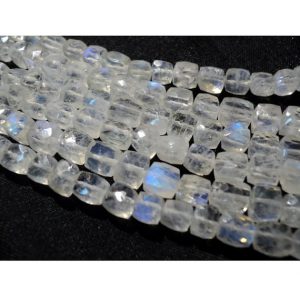 Shop Moonstone Beads! 5mm Rainbow Moonstone Faceted Box Beads, Moonstone Faceted Cubes Beads, Rainbow Moonstone Cubes For Jewelry (4IN To 8IN Options) | Natural genuine beads Moonstone beads for beading and jewelry making.  #jewelry #beads #beadedjewelry #diyjewelry #jewelrymaking #beadstore #beading #affiliate #ad