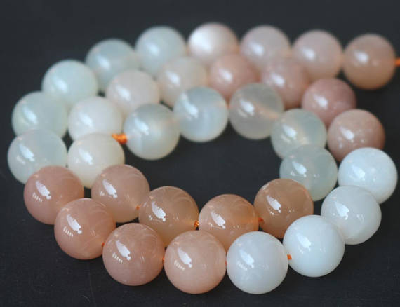 6mm/8mm/10mm/12mm Natural Aaaa Mixcolor Moonstone Smooth And Round Beads,15 Inches One Starand