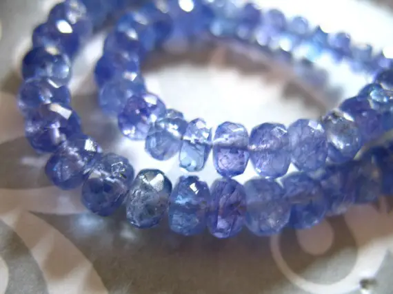 Tanzanite Rondelles Beads, Faceted / 10-100 Pcs, 3-4 Mm / Luxe Aaa, Periwinkle Blue, December Birthstone Brides Bridal Wedding..34