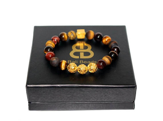 Mixed Tiger's Eye And Gold Beads Bracelet, Bracelet Men, Tiger's Eye Bracelet, Men's Gold Bracelet, Men's Bracelet, Bead Bracelet Men