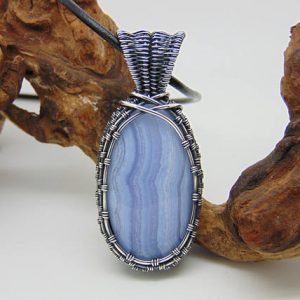 Blue Lace Agate Pendant, Wire Wrapped Jewellery, Blue Stone Necklace | Natural genuine Agate necklaces. Buy crystal jewelry, handmade handcrafted artisan jewelry for women.  Unique handmade gift ideas. #jewelry #beadednecklaces #beadedjewelry #gift #shopping #handmadejewelry #fashion #style #product #necklaces #affiliate #ad
