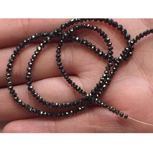 Shop Diamond Faceted Beads! 1.5mm To 2.5mm Black Sparkling Faceted Diamond Beads, Conflict Free Black Faceted Diamonds Rondelle Beads For Jewelry (4IN To 16IN Options) | Natural genuine faceted Diamond beads for beading and jewelry making.  #jewelry #beads #beadedjewelry #diyjewelry #jewelrymaking #beadstore #beading #affiliate #ad