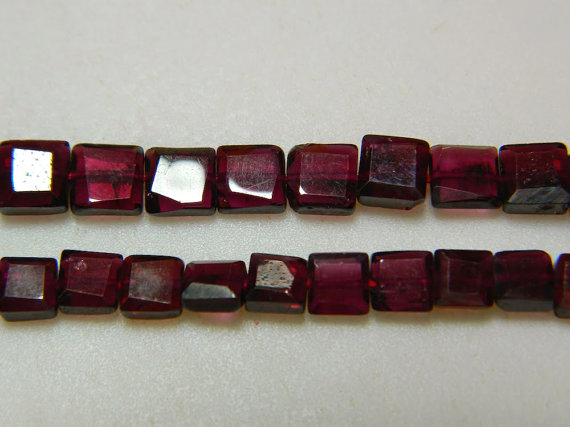 6mm Garnet Chewing Gum Cut ,faceted Chewing Gum Cut, Rectangle Beads, Garnet For Jewelry, Garnet For Necklace (1st To 10st Options)