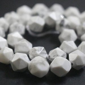 Shop Howlite Chip & Nugget Beads! White Howlite Faceted Star Cut Nugget Beads,6mm/8mm/10mm/12mm Faceted White Howlite Star Cut Nugget Beads,15 inches one starand | Natural genuine chip Howlite beads for beading and jewelry making.  #jewelry #beads #beadedjewelry #diyjewelry #jewelrymaking #beadstore #beading #affiliate #ad