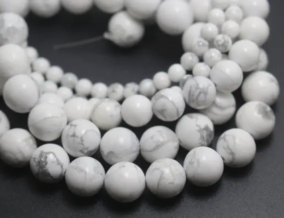 White Howlite Beads,4mm/6mm/8mm/10mm/12mm Natural Smooth And Round Stone Beads,15 Inches One Starand