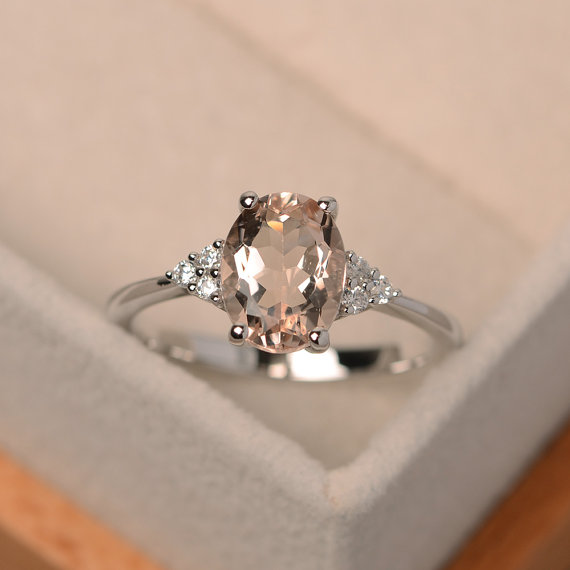 Morganite Ring, Pink Gemstone, Morganite Engagement Rings, Oval Shape, Morganite Rose Gold Ring