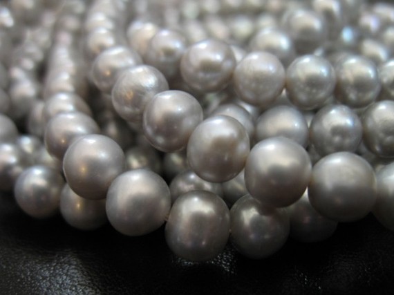 Sale.. Full Strand, Round Pearls, Fresh Water Cultured Pearl, Luxe Aa, Silver Gray Grey Pearl, 7-8 Mm, June Birthstone Gemstone Gem Rgg 788
