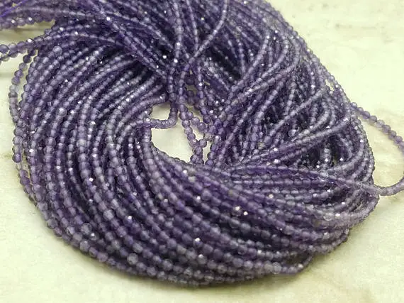 2.5mm Amethyst Faceted Round Beads, 15.5 Inch