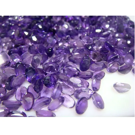 3x5mm Amethyst Oval Cut Stones, Purple Amethyst Faceted Cabochons, Calibrated African Amethyst For Jewelry (5cts To 25cts Options)